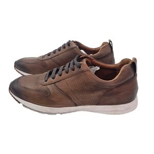 Gordon Rush Connor Perforated Leather Sneakers Chestnut Size 9 Men